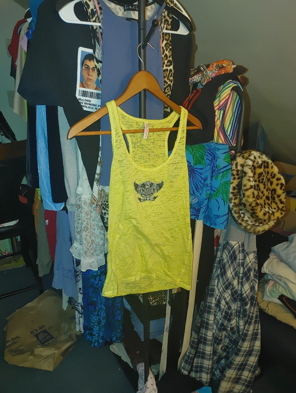 Womens Yellow Graphic Tank Top